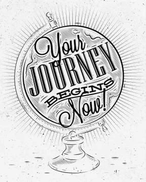 Tourist poster globe Stock Illustration