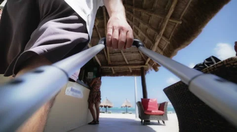 Tourist pulling his trolley Stock Footage 37035167