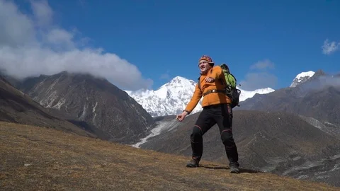 The tourist reached the top Stock Footage 85486592