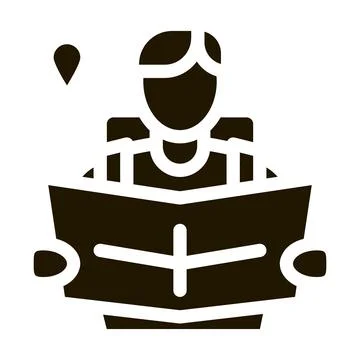 Tourist reading map icon Vector Glyph Illustration Stock Illustration
