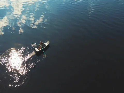 Tourist Rowing A Boat Stock-Footage 79497689