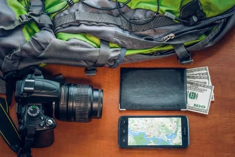 Tourist set on the table Stock Photos