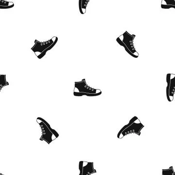Tourist shoe pattern seamless black 스톡 일러스트