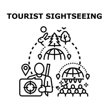 Tourist sightseeing concept exploring global travel destinations Stock Illustration