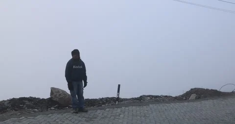 Tourist Silhouette on the Hill Stock Footage 340140146