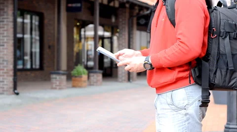 Tourist use the tablet. Stock Footage 65235679