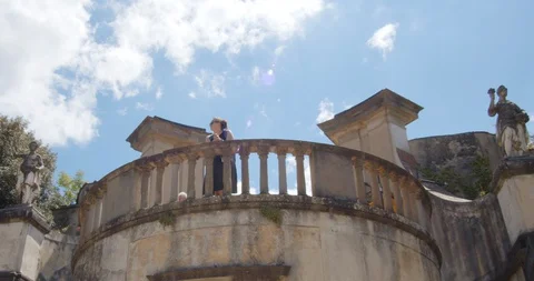 Tourist at a viewpoint looking at scenery Video stock 129790090