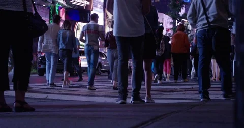Tourist walking aross street -new york city september 12 2017 Stock Footage