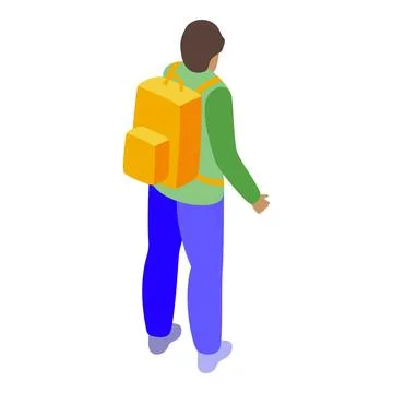Tourist walking with backpack exploring new places isometric icon Stock Illustration