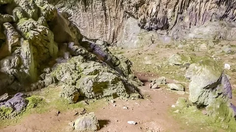 Tourist Walks Through Caverns in Cave, Turkey Stock Footage 71515949
