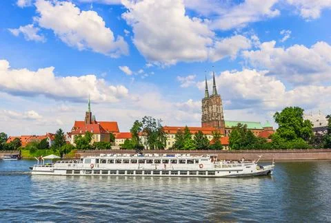 Touristic boat on Oder Stock Photos