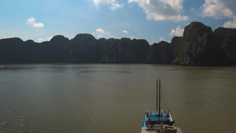 Touristic boat sailing through ha long bay in vietnam Stock Footage 329502953