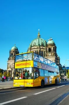 Touristic bus at berliner dom in berlin Stock Photos