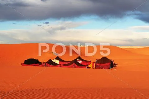Touristic camp in sahara desert Stock Photos