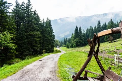 The touristic path in the mountains Stock Photos