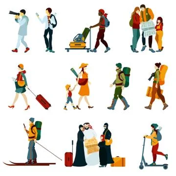 Touristic People Set Ilustración de archivo
