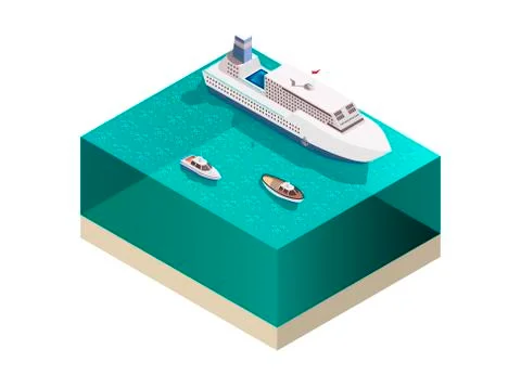 Touristic Ships Isometric Composition Stock Illustration