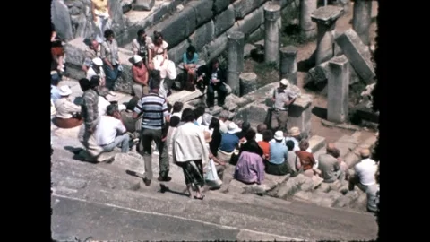 Tourists at Ancient Ruins Stock Footage 277585274