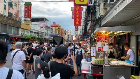 Tourists and locals queue to eat Patongo in Chinatown, Bangkok, Thailand 4K Stock Footage 201047123