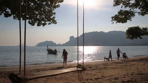 Tourists in Ao Nang Beach - Krabi, Thailand Stock Footage