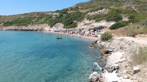 Tourists are having fun at a beach at Turkey Stock Footage 113291074