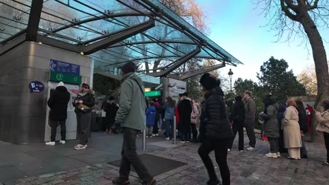 Tourists are queueing for funiculaire tickets at Montmartre in Paris France A Stock-Footage 330915328