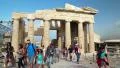 Tourists in Athenian Acropolis in Greece HD Footage