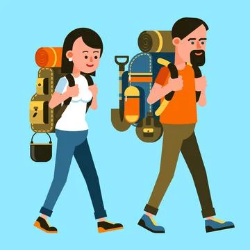 Tourists with backpacks Illustrazione stock