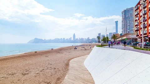 Tourists at the Beach hyperzoom Stock Footage 52528443