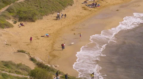 Tourists on the beach in Malta Stock Footage 65390191