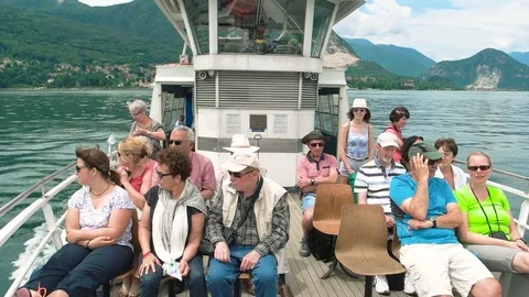 Tourists on a boat, summer. Stock Footage