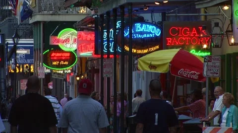 Tourists at Bourbon Street Stock Footage 54593300