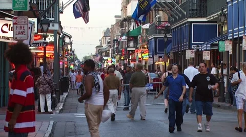 Tourists at Bourbon Street Stock Footage 54593310