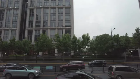 Tourists at Bund Shanghai; view from bus Stock Footage 277009341
