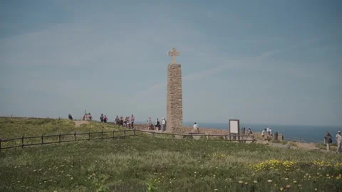 Tourists at Cabo da Roca, or Cape Roca, in Sintra, Portugal Stock Footage 276203522