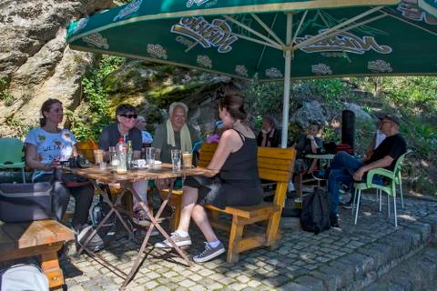 Tourists in a cafe Stock Photos