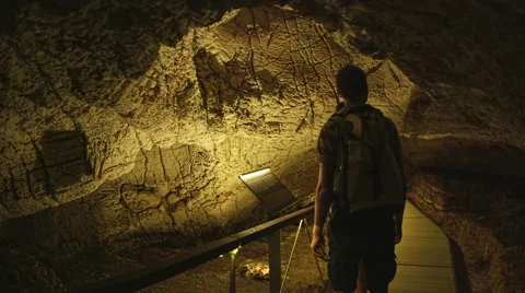 Tourists in cave museum Stock Footage 45830155