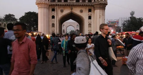 Tourists at Charminar 4K Stock Footage 98355364