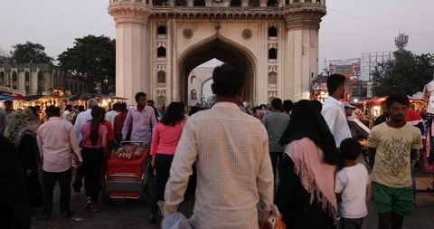 Tourists at Charminar 4K Video stock 98356379
