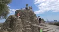 Tourists at the cross view point in Park Guell, Barcelona 4k or 4k+ Resolution