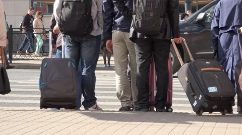 Tourists at the crosswalk Stock Footage 41277869