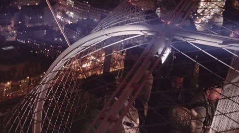 Tourists crowded on the 3rd floor of the Eiffel tower Stock Footage 58764849