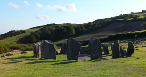 Tourists at Drombeg stone circle Stock Footage 344053227
