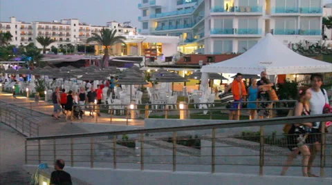 Tourists at dusk Stock Footage 40733343