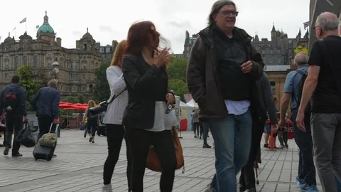 Tourists in Edinburgh Stock Footage 115426918