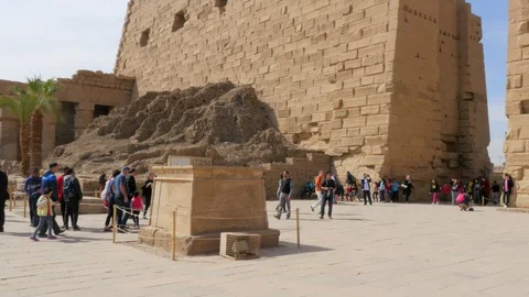 Tourists in The Egyptian Temple Stock Footage 127958335