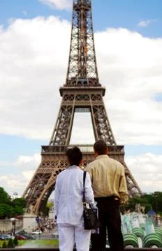 Tourists at eiffel tower Stock Photos