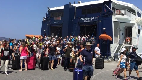 Tourists embarking Stock Footage 127559672