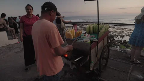 Tourists Enjoying Sunset at Echo Beach Canggu Bali, Indonesia Stock Footage 308368690
