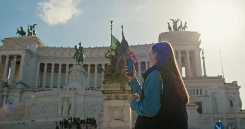 Tourist's Exploration of Iconic Monuments and Historic Buildings Stock Footage 267063135